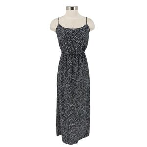 GUESS Faux Wrap Maxi Dress Black Diamond Print Sleeveless Lightweight Medium